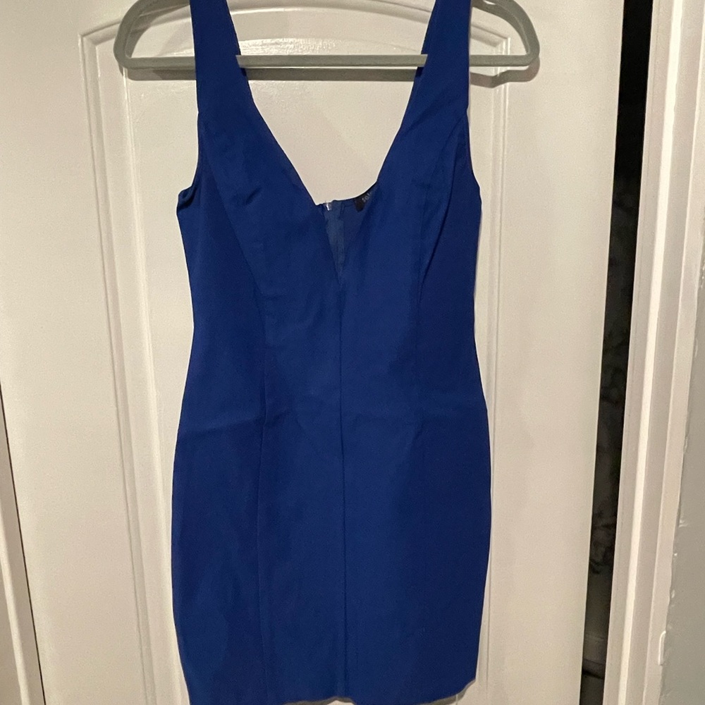Deep V, body con, mini dress, Blue, Med